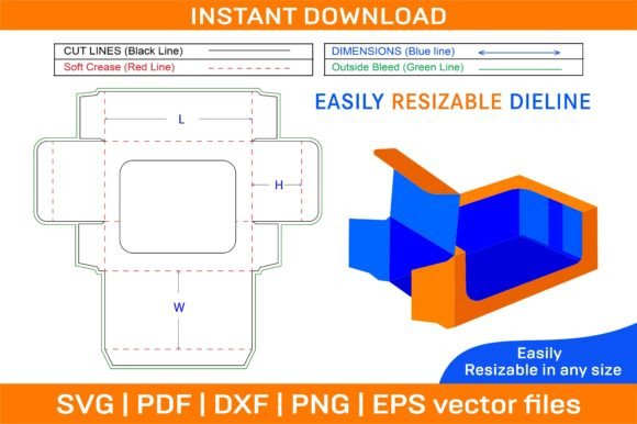 2 Side Window Amazing Box Die Cut Template for Custom 3D Paper Box Design