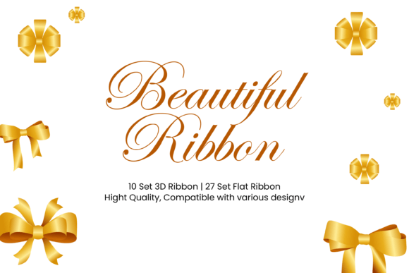 27 Gold Beautiful Ribbon: A Modern Graphic Design Asset for Professionals