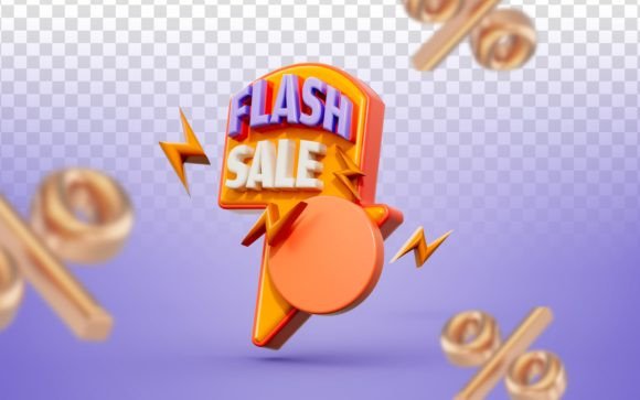 3D Flash Sale Percentage Banner Template for Eye-Catching Discount Marketing