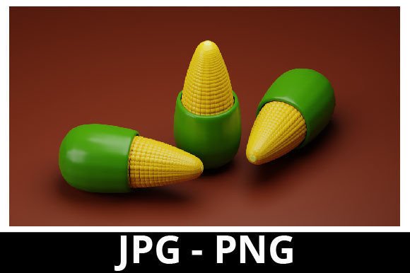 3D Rendered Corn for Design Project: A Versatile Asset for Creative and Educational Use
