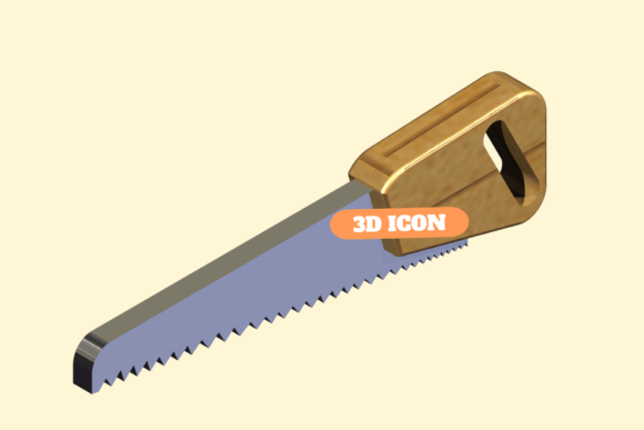 3D Saw Illustration: Bold, Modern, and Versatile Design Asset