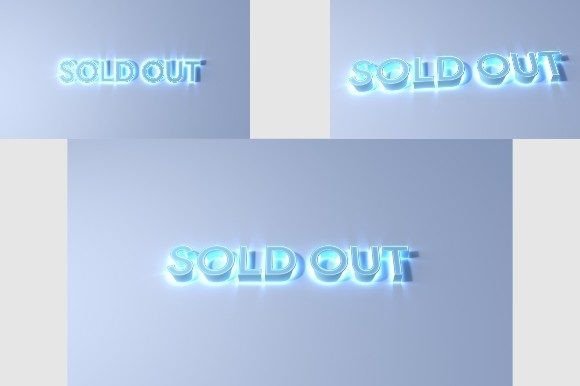 Blue Neon Sold Out Text for Dynamic Design Projects
