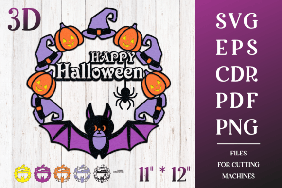 Halloween Door Sign with Bat 3D Layered Design