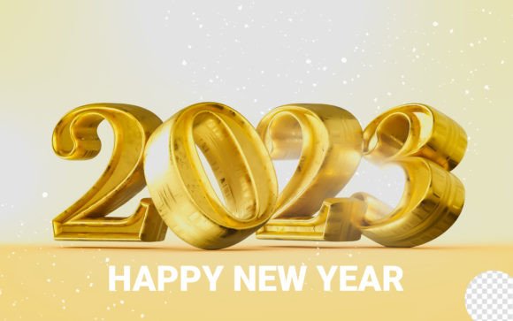 Harness the Shine of Happy New Year 2023 Gold Metallic Banner
