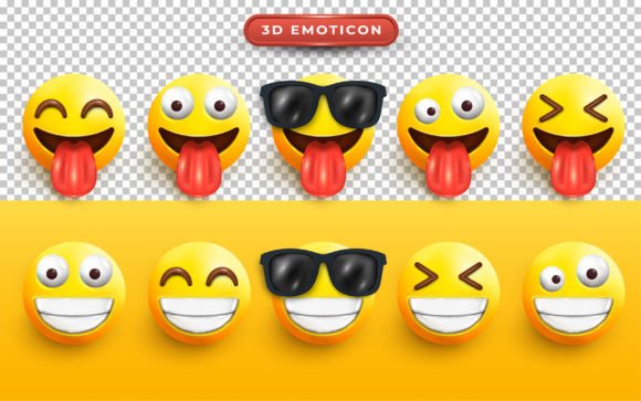 Set of Various Emoji Face Icons 3D: Creative Designs for Modern Projects