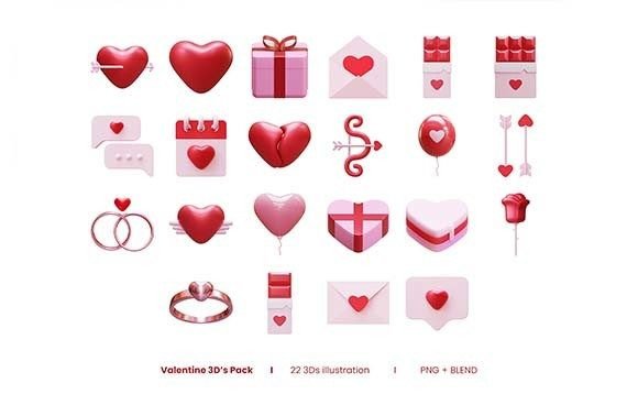 Valentine’s Day Design Elements: A Guide to 22 Must-Have 3D Render Illustrations for Your Projects